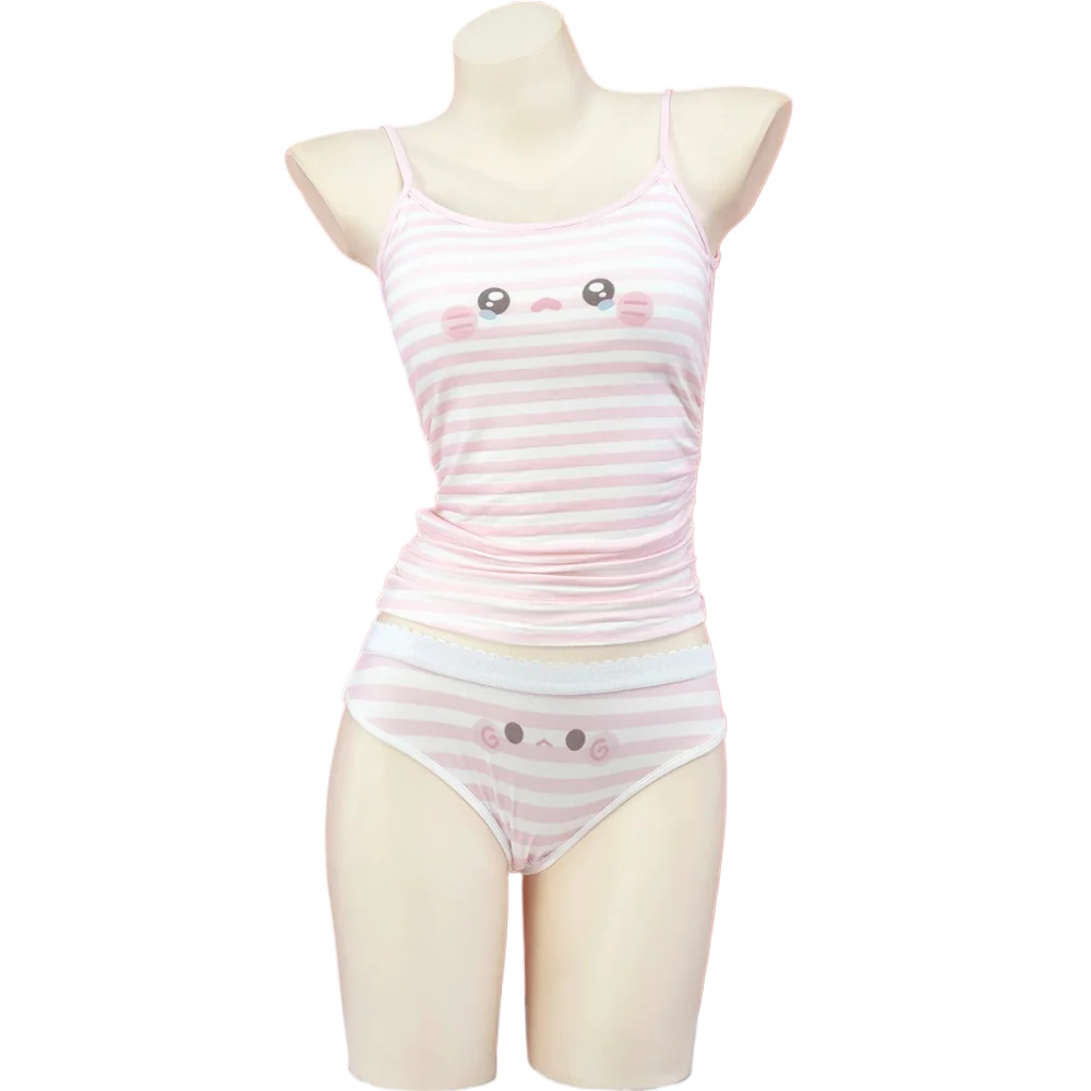 Anime Cosplay Cat - Cute Cat Striped Pajamas with Chest