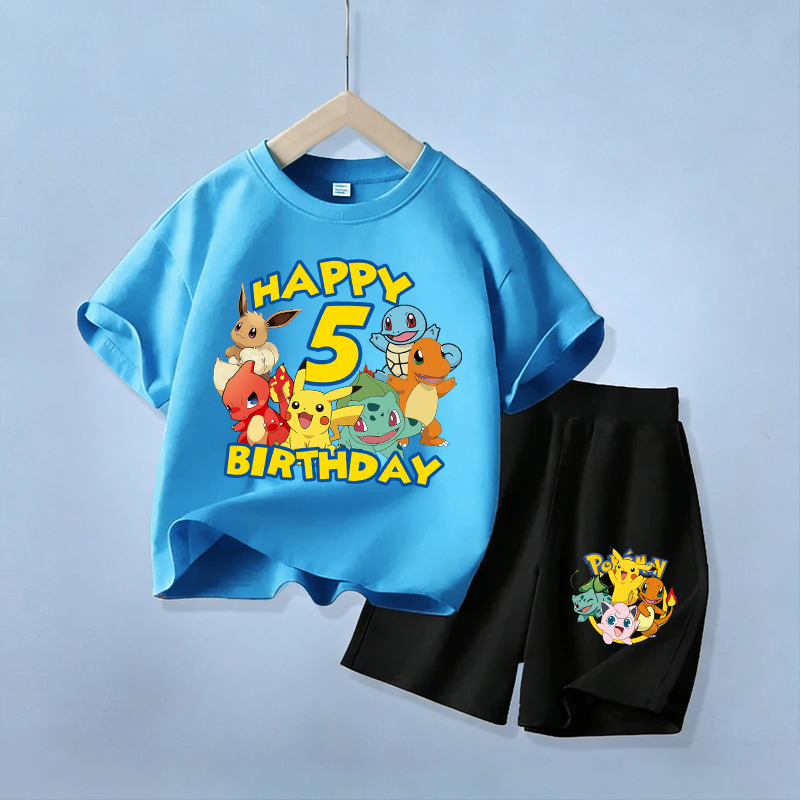Anime Cosplay Pokemon - Cute Pikachu Birthday Kids Clothes Set