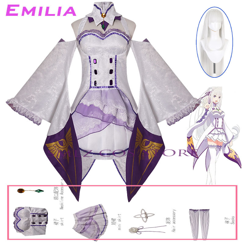 Emilia Cosplay Anime Re Zero K - Anime Cosplay Party ulasan dan harga